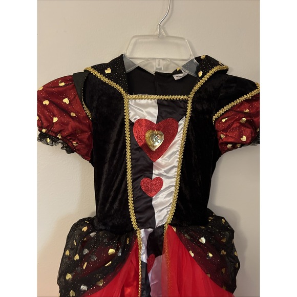 Spirit Halloween‎ Girls Small Size 4-6 Queen Of Hearts Costume Dress EUC - Picture 3 of 13